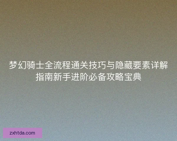 梦幻骑士全流程通关技巧与隐藏要素详解指南新手进阶必备攻略宝典