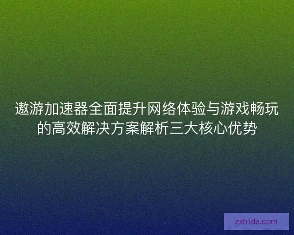 遨游加速器全面提升网络体验与游戏畅玩的高效解决方案解析三大核心优势