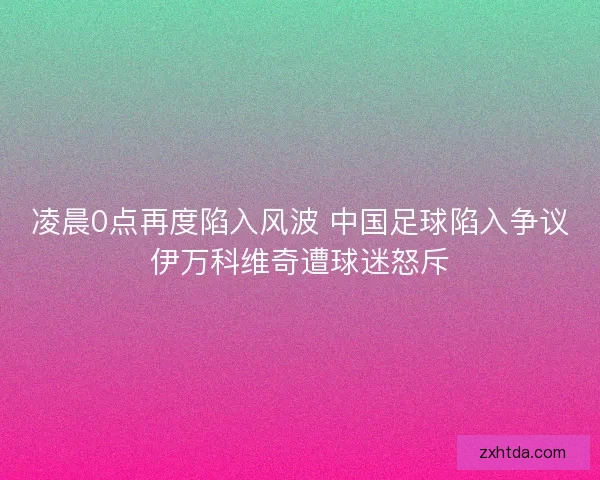 凌晨0点再度陷入风波 中国足球陷入争议伊万科维奇遭球迷怒斥